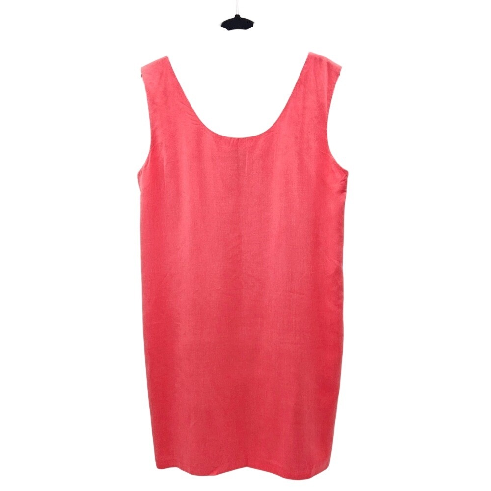 Knight Ltd Vintage‎ 100% Silk Shift Dress Coral Pink Sleeveless Scoop Neck Sz 14 - Picture 2 of 11
